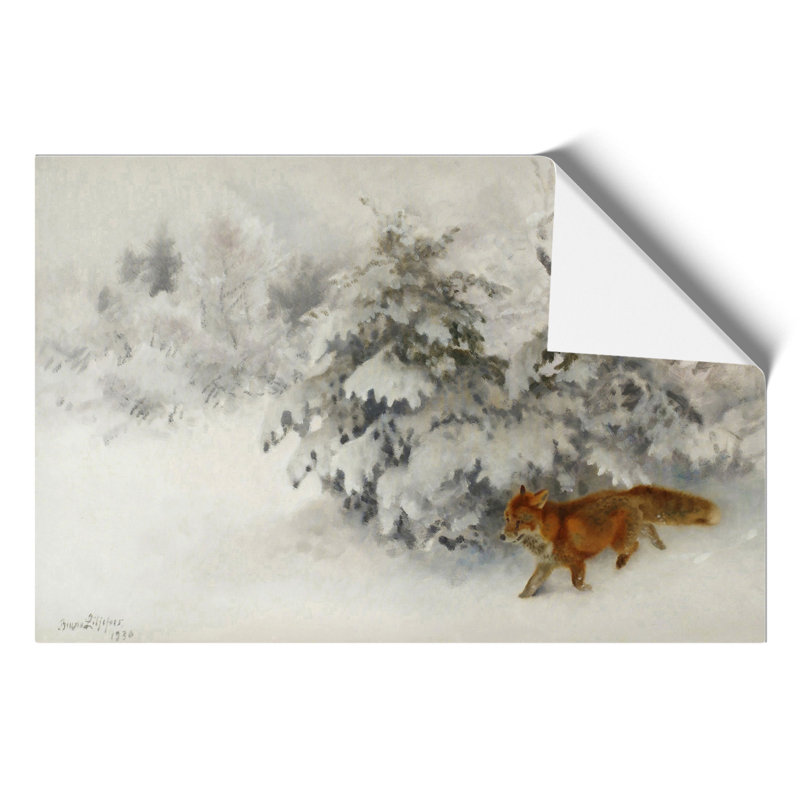 Fox in the Snow by Bruno Liljefors - Frameless Print, 42cm H x 59cm W x 0.1cm D