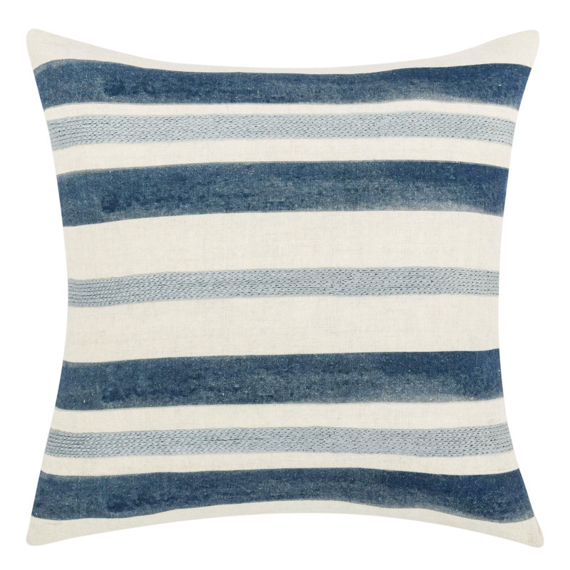 Seiano 22"  Fabric Striped Blue Throw Pillow