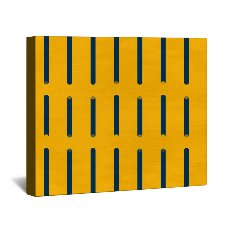 Yellow Blue Vertical Lines Canvas Gallery Wrap in Many Sizes, 32 x 32 inches