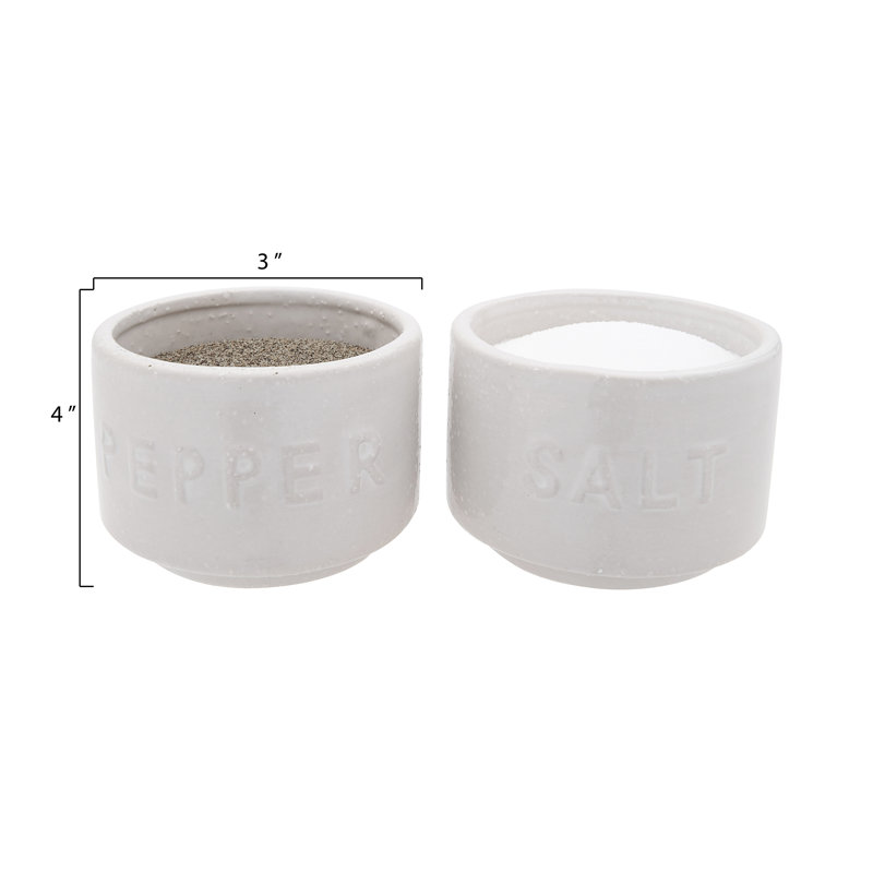 Beige Stackable Stoneware Salt and Pepper Pinch Pots with Lid