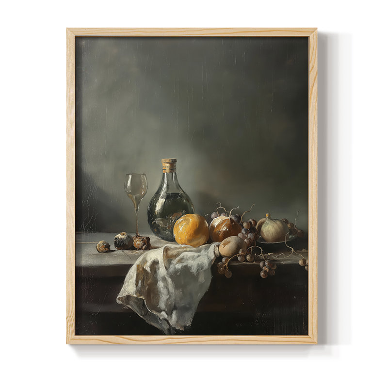 Reproduction encadrée FLORAL Series DCCxx - bois massif, H 30 po x l 24 po, Naturel