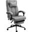 Fauteuil de bureau gris avec dossier réglable et hauteur réglable. Revêtement en tissu Linen-Feel, repose-pieds rétractable et rembourré pour une hauteur de soutien incroyablement confortable