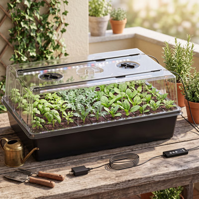Plateau de démarrage 60 graines avec arrosage automatique, ensemble de démarrage de graines avec dôme à humidité de 4,07 po, plateau de démarrage de semis intérieur, plateaux de démarrage pour la germination des plantes, culture de graines