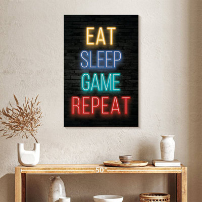 Neon Eat Sleep Game Répétition sur toile