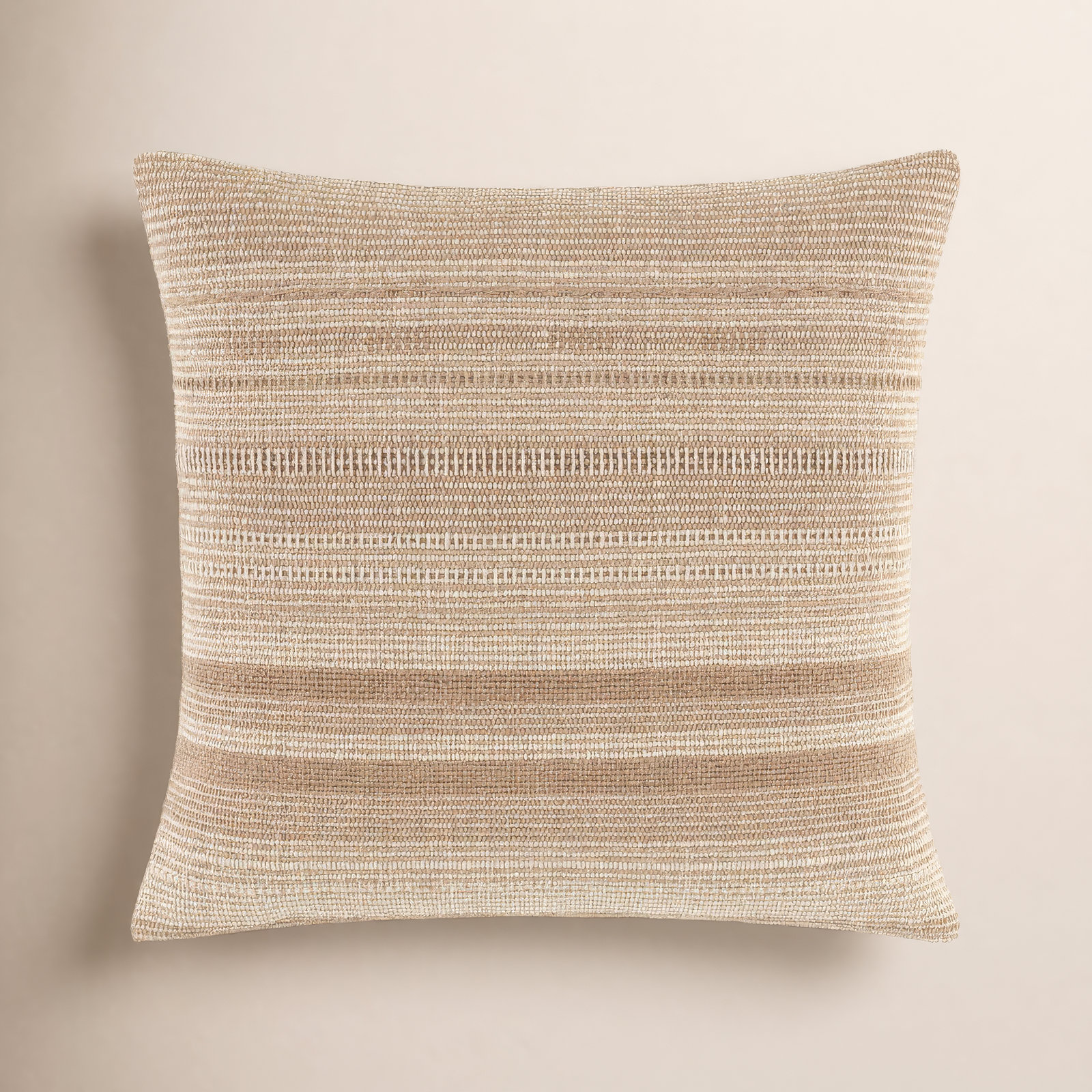 Dalton  Accent Pillow Cover & Insert, Square 18", Tan/Beige, Down Blend