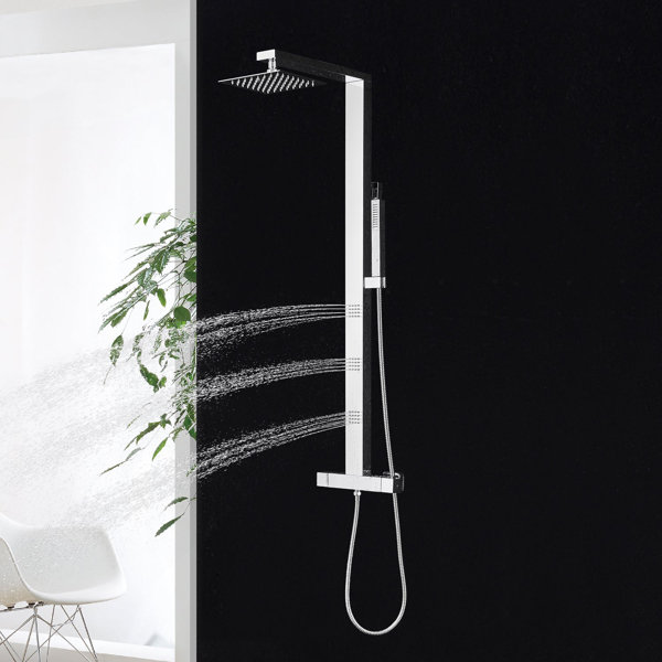 JIEBAO Stainless Steel Shower Panel With Thermostat – 5-Function Rainfall Column Set