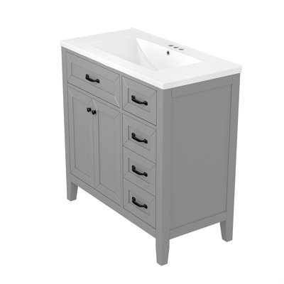 Armoire de salle de bain 36 po avec lavabo 36 po, gris