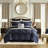 4 Pcs King Comforter In Navy - Hidden Zippers, Exquisite Patchwork Design, Machine Washable , 100% 2022 Upgraded , Decorative Rope On Shams,