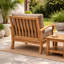 Chaise de patio en teck avec coussin Galvan-848748275
