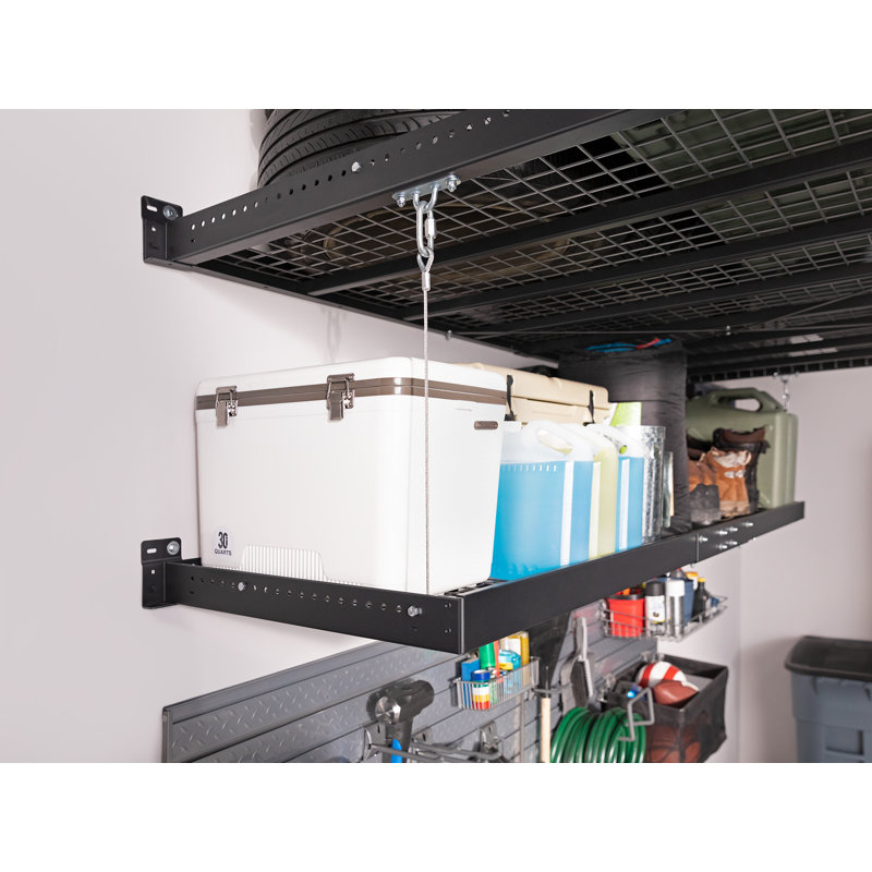 Pro 4' x 8' Steel Wall Mounted Garage Shelf in Black