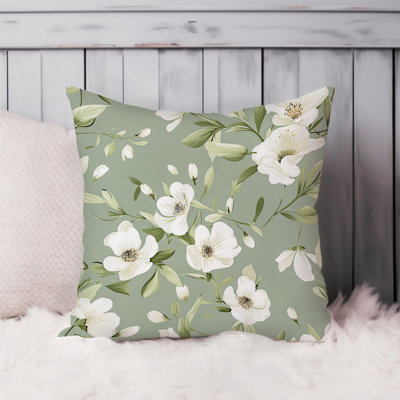 Floral Sage Green Flowers VIII Cottage & Cottagecore