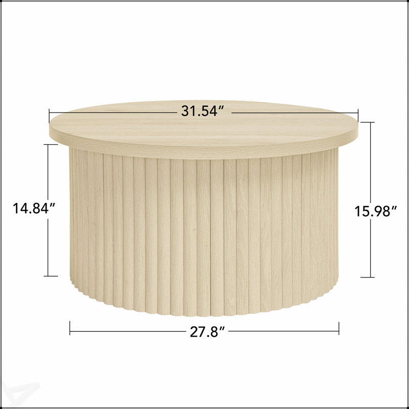 Table basse ronde avec rangement à couvercle rabattable, table de bout moderne pour le salon, durable et élégante, Naturel