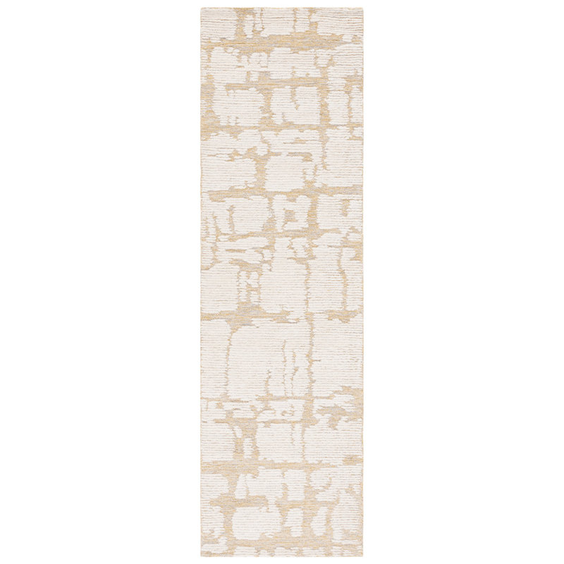 Martha Stewart 4533 Hand Tufted Wool/Cotton Rug in Gold/Ivory, Runner 2'3" x 8'