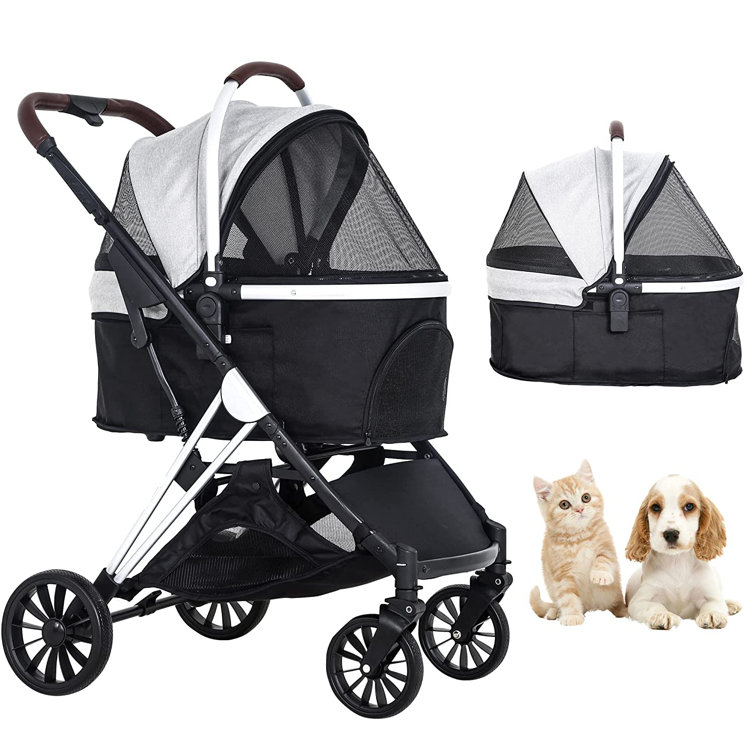 B.Childhood Pet Stroller, 3 in 1 Dog Strollers with Detachable Carrier or Car Seat Easy Folding Suitable for 1 to 2 Small or Medium Pets(Black)
