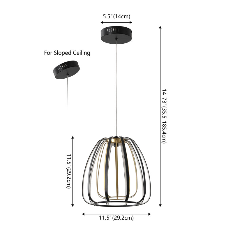 Luminaire suspendu à DEL réglable en métal Swafford, 73" H x 11.5" W x 11.5" D