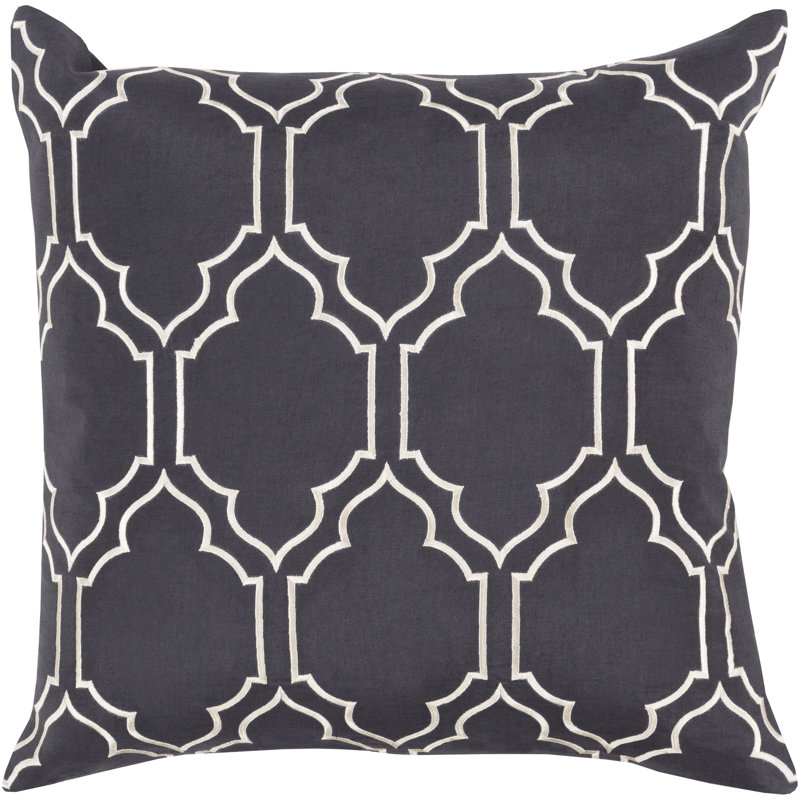 Skyline Geometric Throw Pillow, 18" H x 18" W x 4" D, Ink Blue / Light Gray