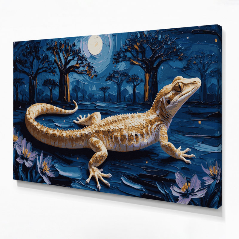 Art mural sur toile gecko, H 16 po x l 20 po