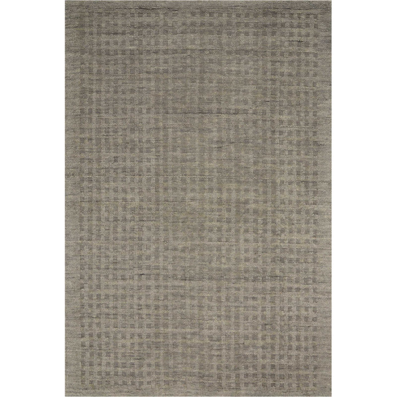 Barthelus Wool Checkered Indoor Rug, Rectangle 8' x 10'6
