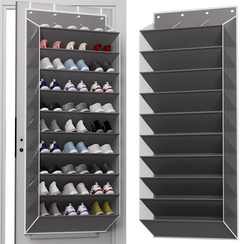 10 Pair Hanging Shoe Organiser, Grey