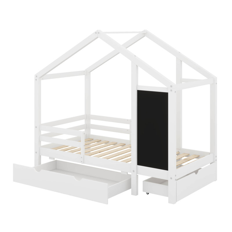 Lit simple avec tableau noir et tiroirs, deux options d'assemblage