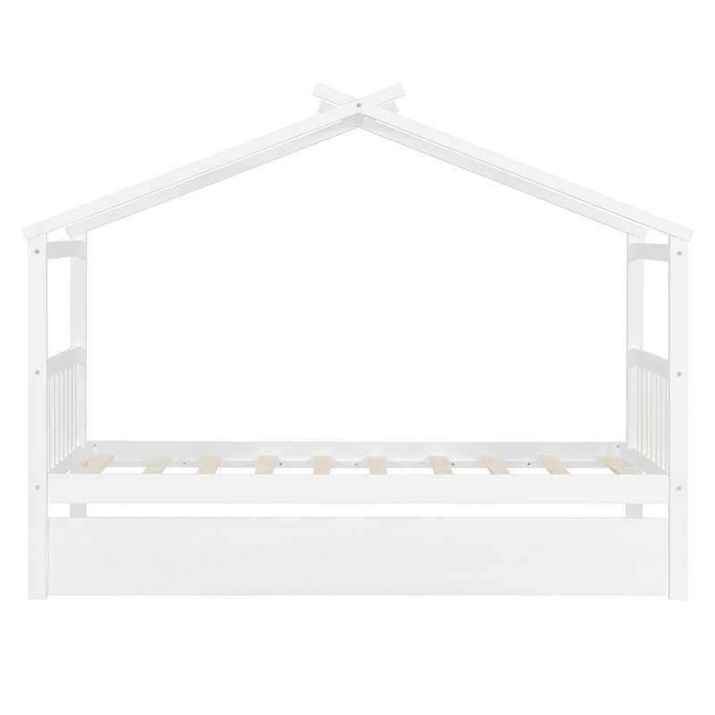 Lit simple en bois avec lit gigogne simple, Simple, Blanc