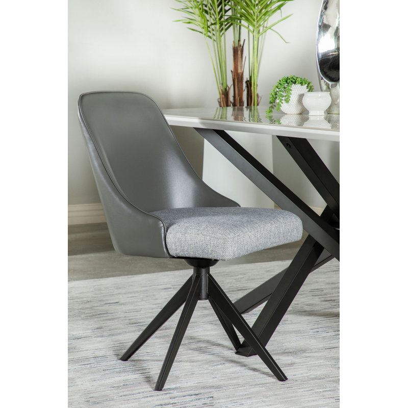 Chaise de salle à manger pivotante Paulita rembourrée grise (ensemble de 2)