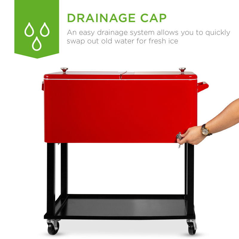 Best Choice Products 80 Quarts Ice Chest with wheels, Red