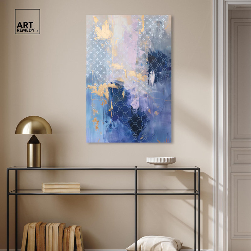 Dreamy Jewel Glam Blue and Gold Canvas Art Print