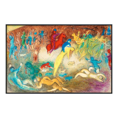 Impression sur toile encadrée «Slaughter» par Marc Chagall, art mural pour salon, décorations pour bureau à domicile (cadre en bois de couleur mince, 16 po x 24 po)
