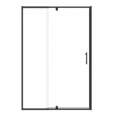 50 - 54" X 71" Pivot Frame Shower Door, Matte Black, 1/4" Tempered Glass, Stainless Steel Handle, Easy Installation, Leakage, Reversible Install, Wall Adjustable, Left & Right 50-54" Swing Install