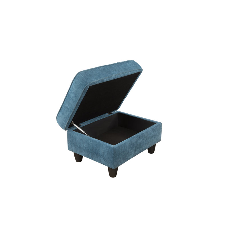 Upholstered L-Shaped Sectional Left Hand Facing, Sea Blue Polyester Blend