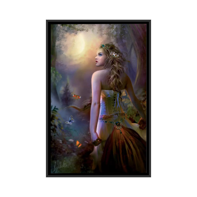 « moon called », impression sur toile, H 18 po x l 26 po x P 1,5 po, Toile avec cadre noir