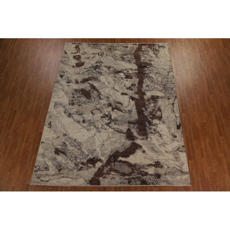 One-of-a-Kind 9'0" X 11'9" New Age Wool Area Rug in Beige