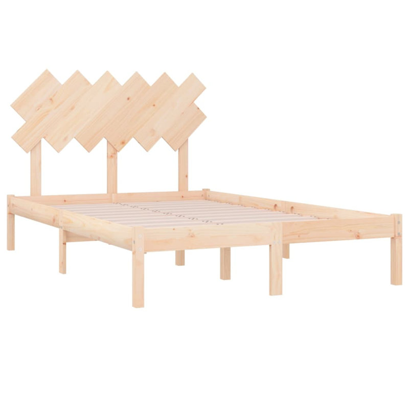 Bed Frame Solid Wood, Small Double (4'), natural