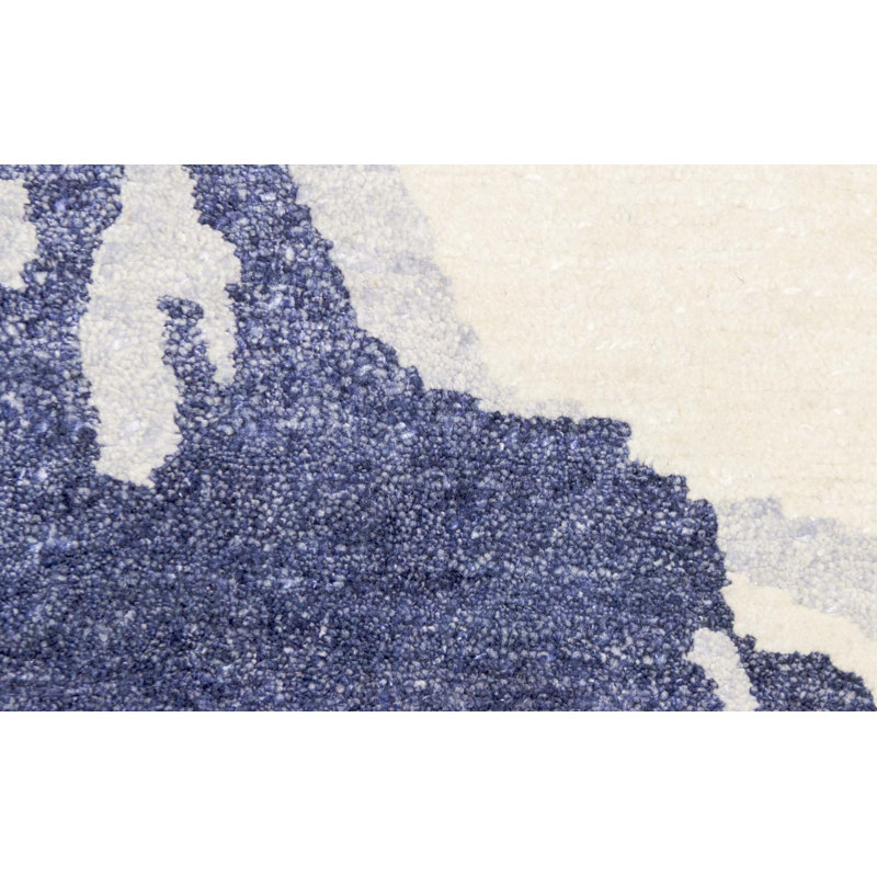 Tapis bleu de haute qualité noué à la main
