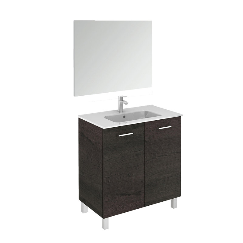 Wenge 32" Freestanding Single Bathroom Vanity with Ceramic Top