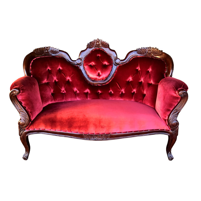 Dorolisa 60'' Velvet Loveseat, Red, Brown