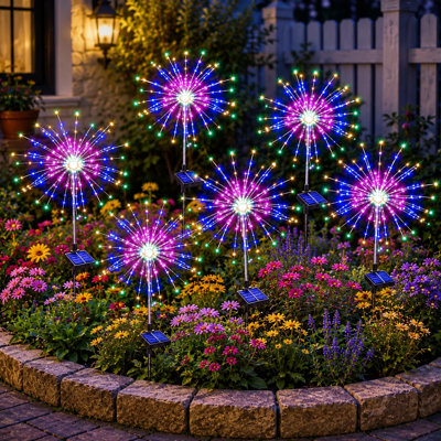 8 Modes Solar Firework Lights Outdoor Waterproof 120 LED Garden Landscape Lights for Holiday Decor