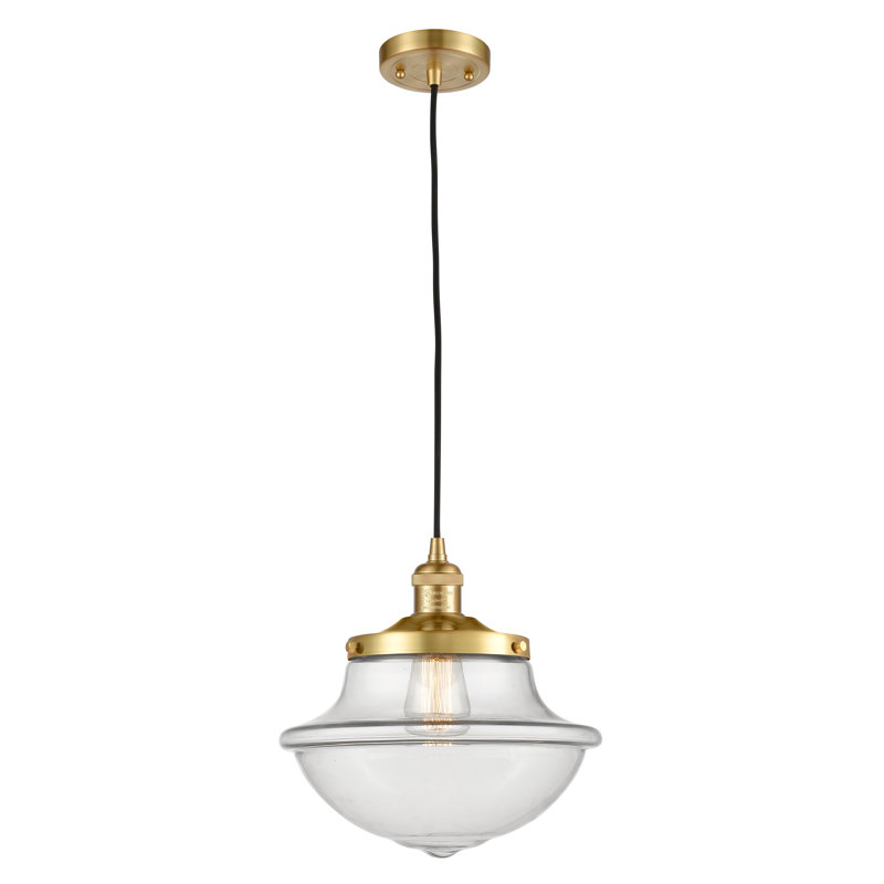 Luminaire suspendu simple à 1 lumière Baptiste, Ampoule non incluse, Transparent, Or satiné
