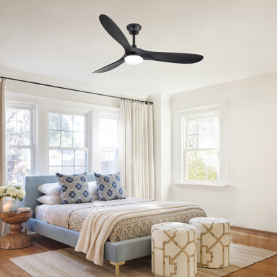 60 Inch Smart Ceiling Fan With Lights 2 Downrods, 3 ABS Fan Blades, Reversible Quiet Dc Motor For Indoor Bedroom Farmhouse