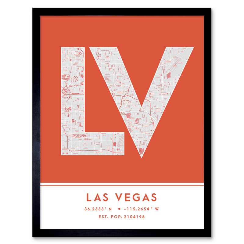 Las Vegas Nevada United States City Map - Single Picture Frame Typography