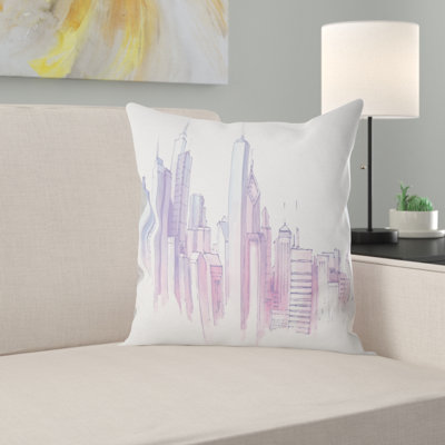 Cityscape Painting City Skyline Pillow