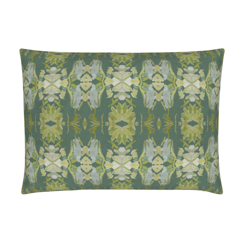 Wildflowers I Small Repeat Luxury Throw Pillow, Dark Green Floral