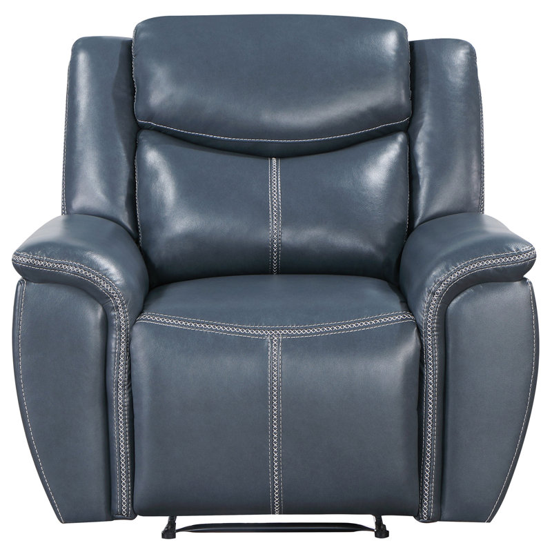 Brier Blue Upholstered Padded Arm Recliner Chair