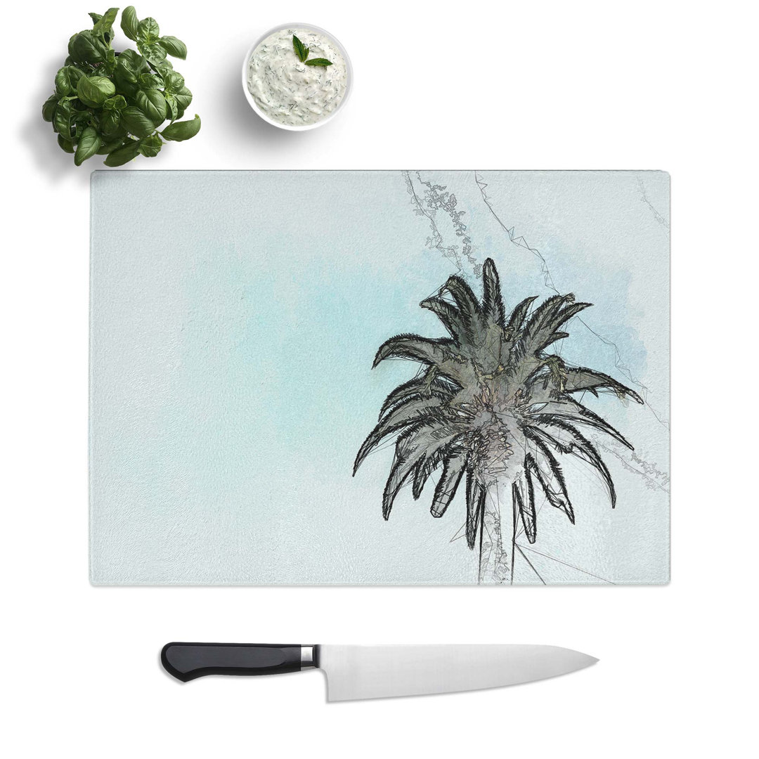 Glass Lone Palm Tree in Abstract Chopping Board