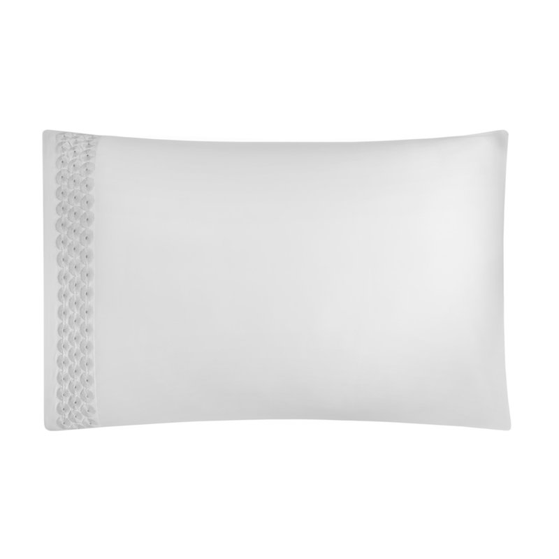 Angele 100% Cotton Sateen Sheet Set, King, white-silver