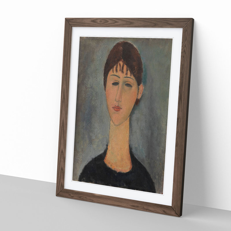 Portrait of a Woman Vol.2 by Amedeo Modigliani - Picture Frame Painting, 90cm H x 65cm W x 2cm D, Walnut Framed