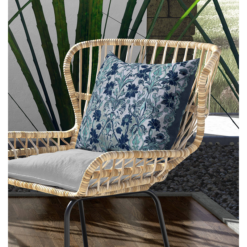 Coussin intérieur / extérieur Oceanic Bloom, Carré 20 po, Bleu