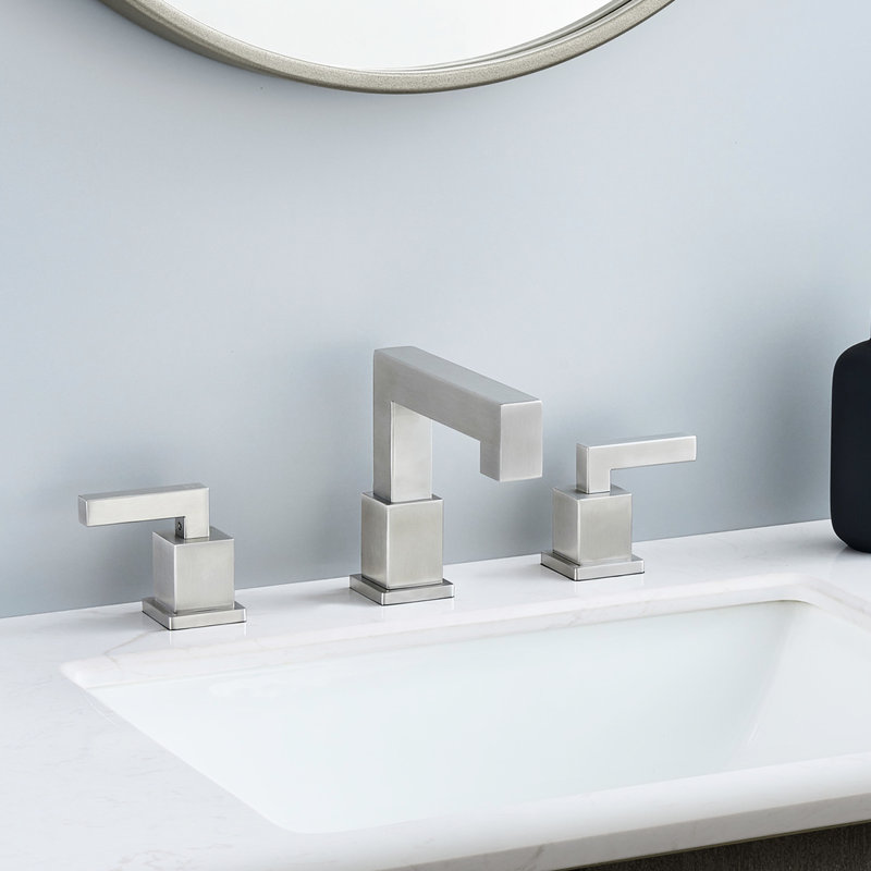 Robinet pour salle de bain à 2 poignées en nickel brossé - 8 pouces pour meuble-lavabo avec drain escamotable et tuyau d'alimentation, chute d'eau pour évier, 2 poignées pour rouiller