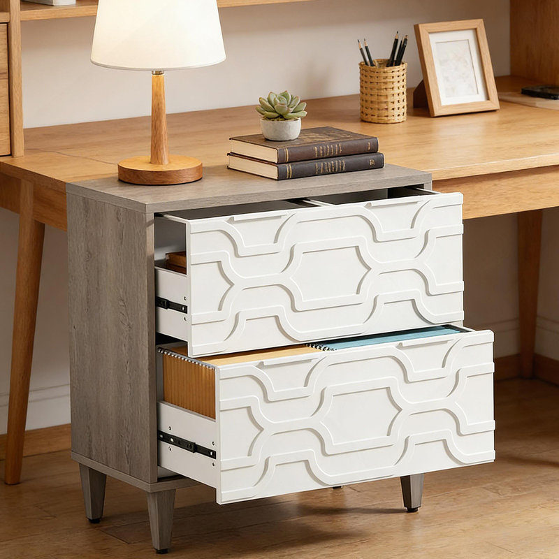 Classeur 2 tiroirs, armoire de rangement spacieuse, Blanc